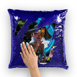 witch blanket resized Sequin Cushion Cover - Our Wings of Gold