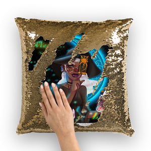 witch blanket resized Sequin Cushion Cover - Our Wings of Gold